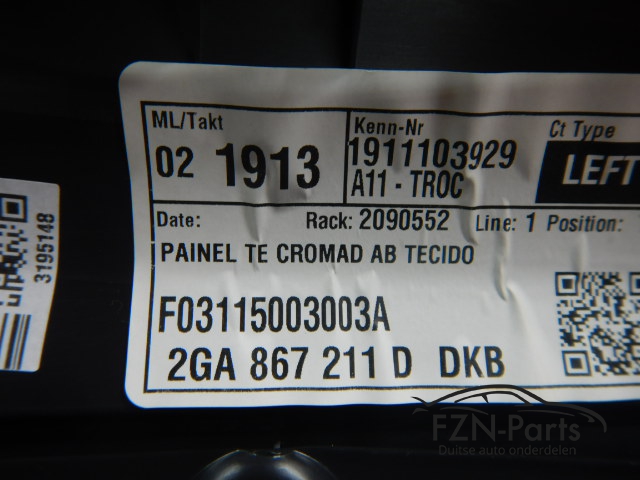 VW T-Roc 2GA Deurpanelen Stof Set 4x Verlicht