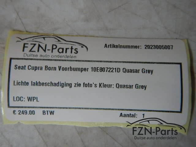 Seat Cupra Born Voorbumper 10E807221D Quaser Grey