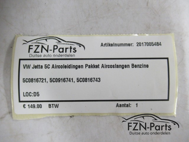 VW Jetta 5C Aircoleidingen Pakket Aircoslangen Benzine