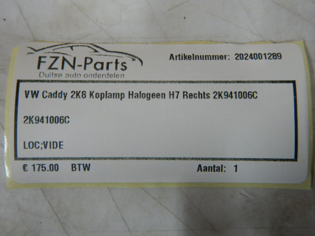 VW Caddy 2K8 Koplamp Halogeen H7 Rechts 2K941006C
