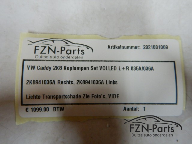 VW Caddy 2K8 Koplampen Set VOLLED L+R 035A / 036A