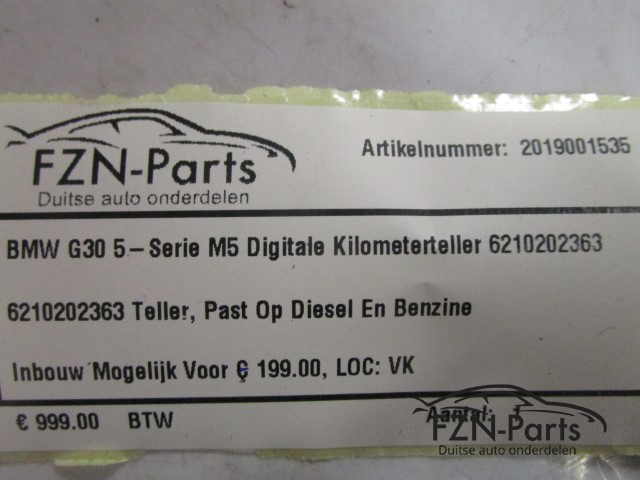 BMW G30 5-Serie M5 Digitale Kilometerteller 6210202363