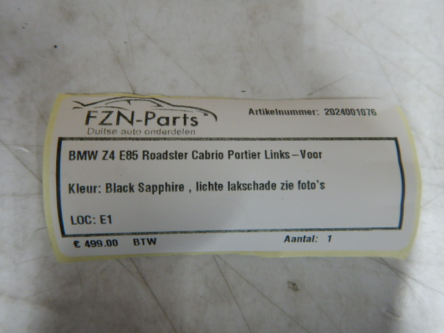 BMW Z4 E85 Roadster Cabrio Portier Links-Voor