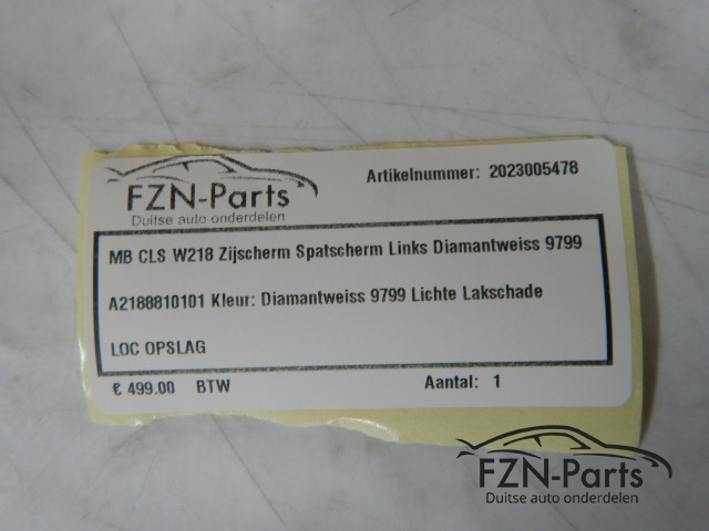 Mercedes Benz CLS W218 Zijscherm Spatscherm Links Diamantweiss 9799