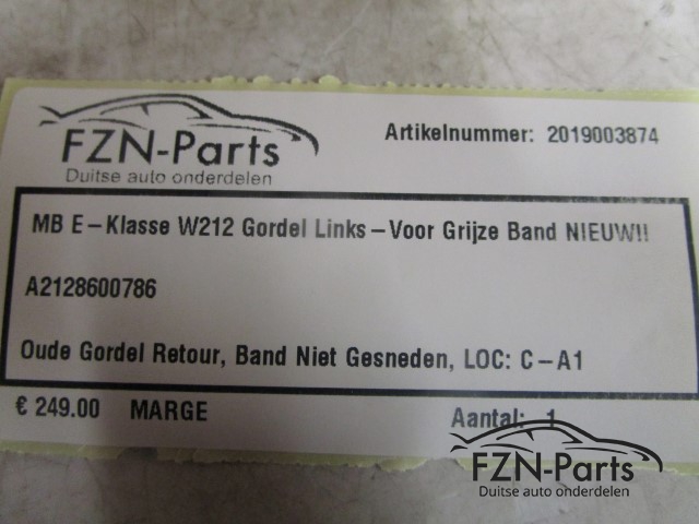 Mercedes-Benz E-Klasse W212 Gordel Links-Voor Grijze Band NIEUW!!!