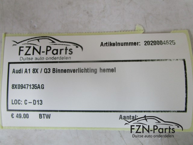 Audi A1 8X Binnenverlichting Hemel 8X0947135AG