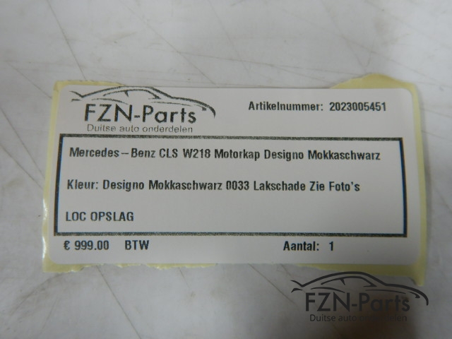 Mercedes Benz CLS W218 Motorkap Designo Mokkaschwarz