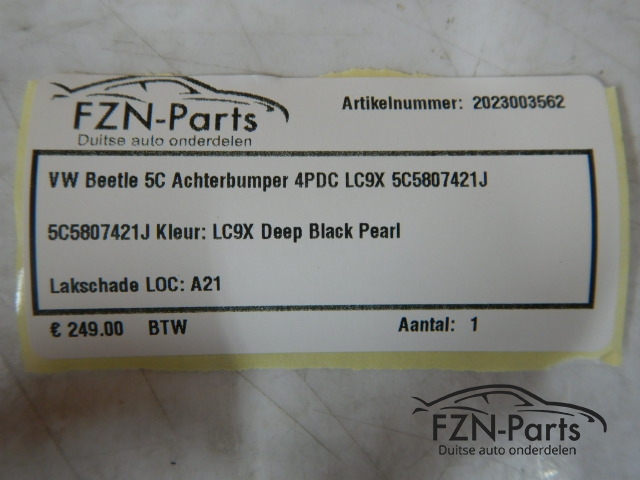 VW Beetle 5C Achterbumper 4PDC LC9X 5C5807421J