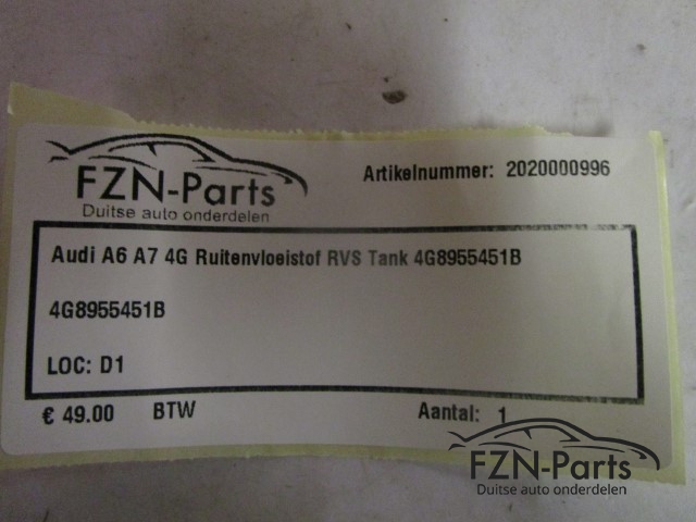 Audi A6 A7 4G Ruitenvloeistof RVS Tank 4G8955451B