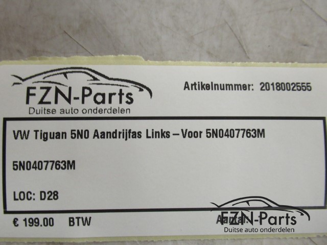 VW Tiguan 5N0 Aandrijfas Links-Voor 5N0407763M