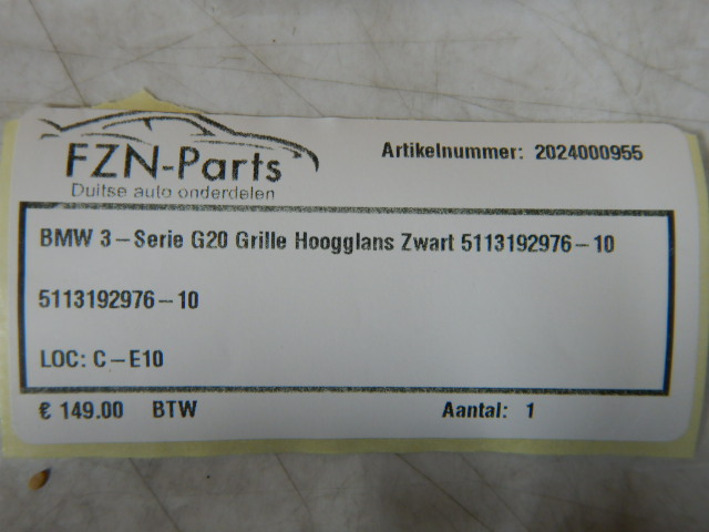 BMW 3-Serie G20 Grille Hoogglans Zwart 5113192976-10
