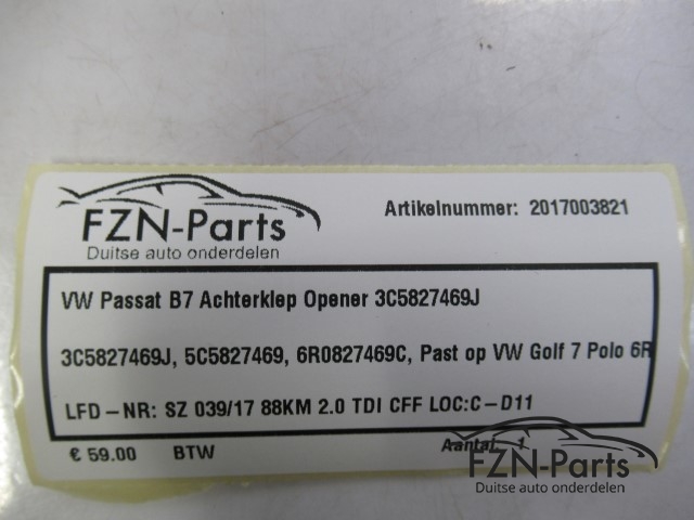 VW Passat B7 Achterklep Opener 3C5829469J
