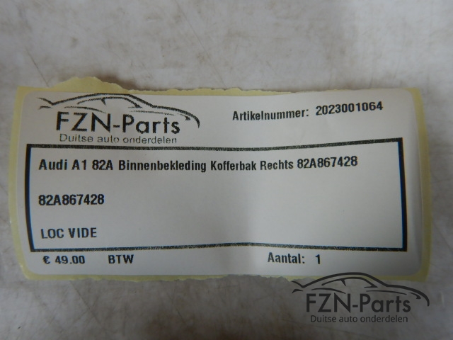 Audi A1 82A Binnenbekleding Kofferbak Rechts 82A867428