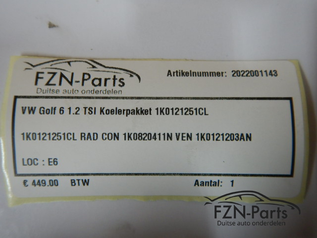 VW Golf 6 1.2 TSI Koelerpakket 1K0121251CL