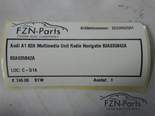 Audi A1 82A Multimedia Unit Radio Navigatie 83A035842A