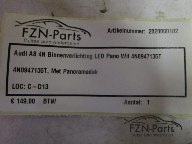 Audi A8 4N Binnenverlichting LED Pano Wit 4N0947135T