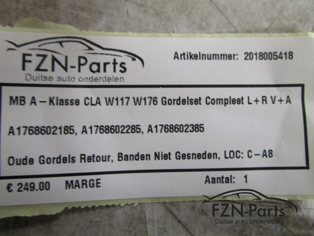 Mercedes-Benz A-Klasse CLA W117 W176 Gordelset Compleet L+R  V+A