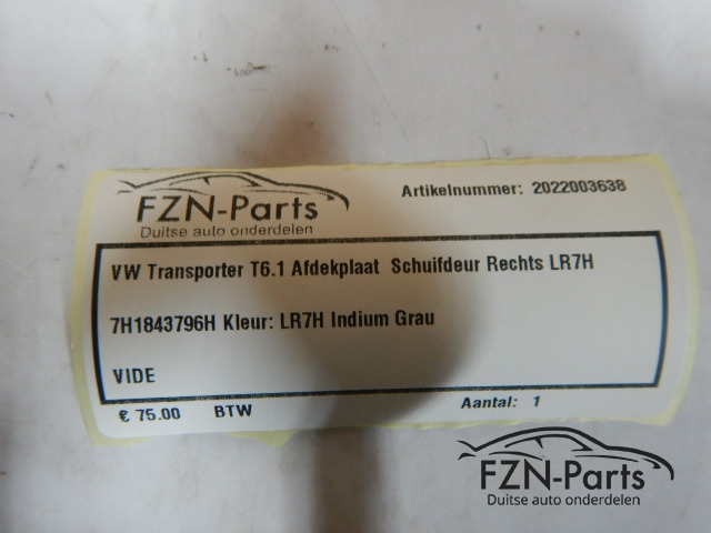 VW Transporter T6.1 Afdekplaat Schuifdeur Rechts LR7H