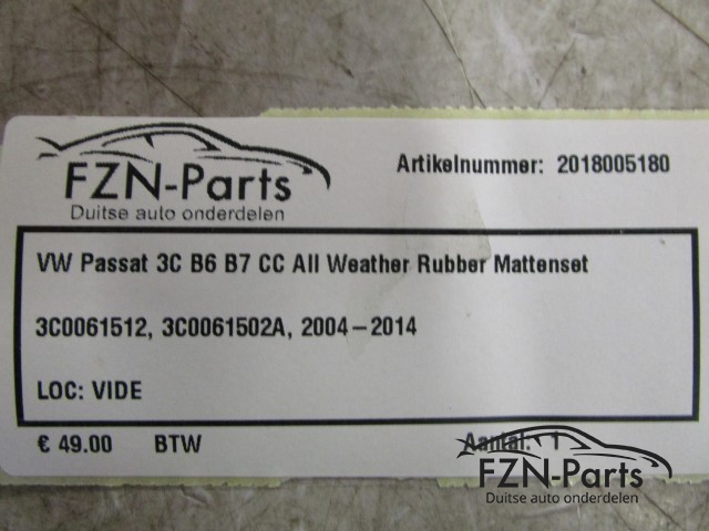 VW Passat 3C B6 B7 CC AII Weather Rubber Mattenset
