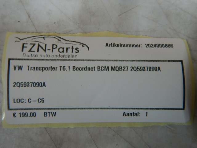 VW Transporter T6.1 Boordnet BCM MQB27 2Q5937090A