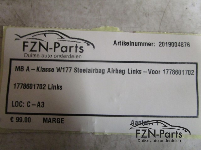 Mercedes-Benz A-Klasse W177 Stoelairbag Airbag Links-Voor 1778601702