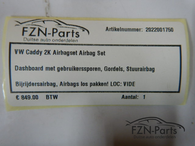 VW Caddy 2K Airbagset Airbag Set
