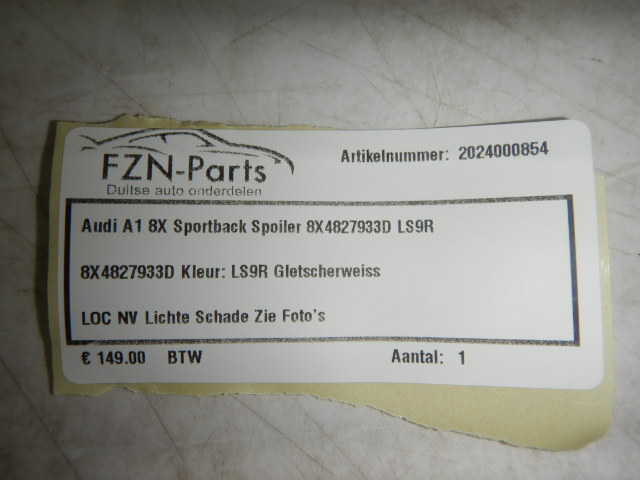 Audi A1 8X Sportback Spoiler 8X4827933D LS9R