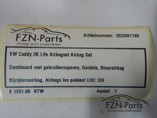 VW Caddy 2K Life Airbagset Airbag Set