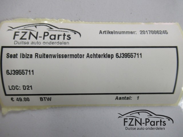 Seat Ibiza Ruitennwissermotor Achterklep 6J3955711