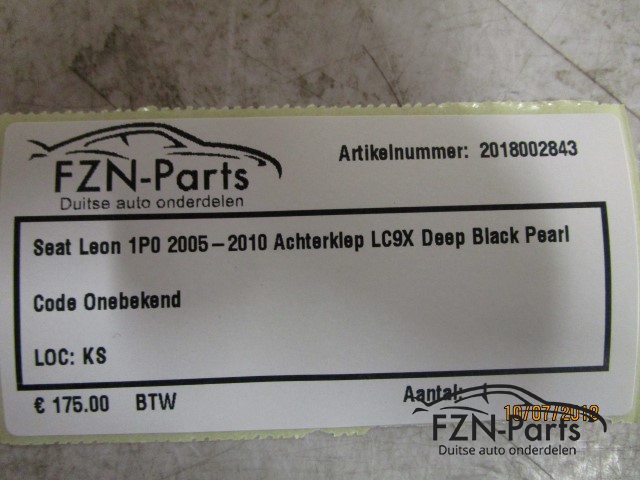 Seat Leon 1P0 2005-2010 Achterklep LC9X Deep Black Pearl