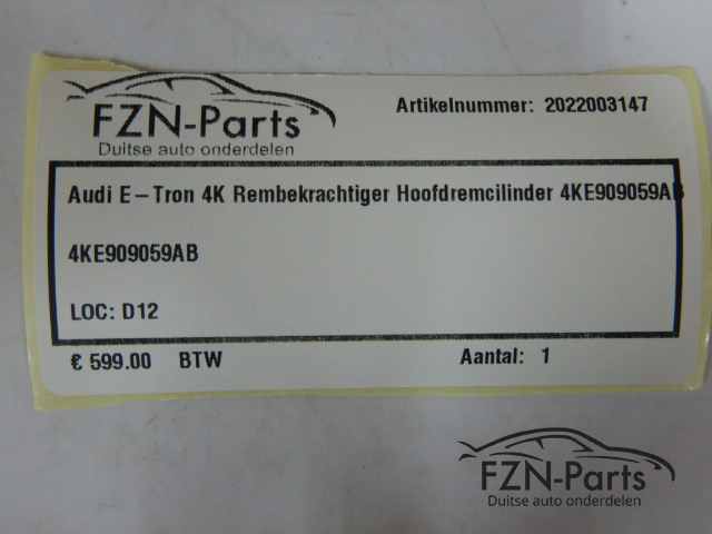 Audi E-Tron 4K Rembekrachtiger Hoofdremcilinder 4KE909059AB