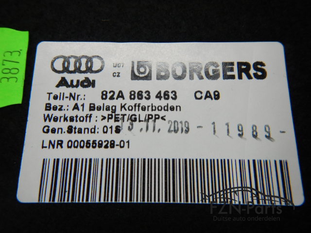 Audi A1 82A Bagagemat Bagageruimte 82A863463