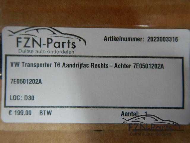 VW Transporter T6 Aandrijfas Rechts-achter 7E0501202A
