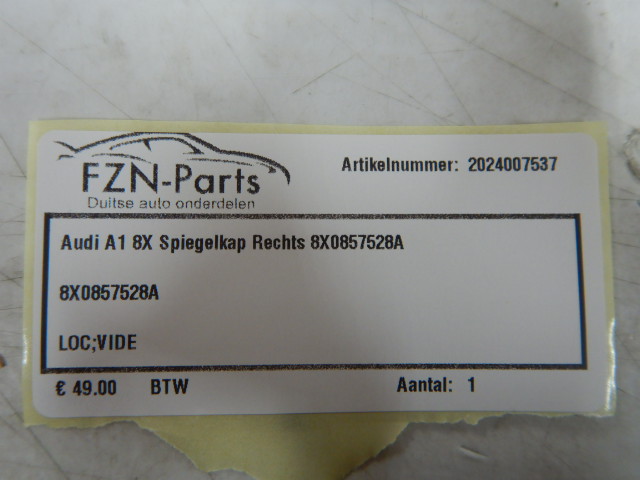 Audi A1 8X Spiegelkap Rechts LY9C 8X0857528A