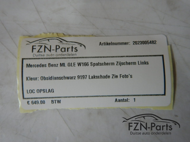 Mercedes Benz ML W166 Spatscherm Zijscherm Links