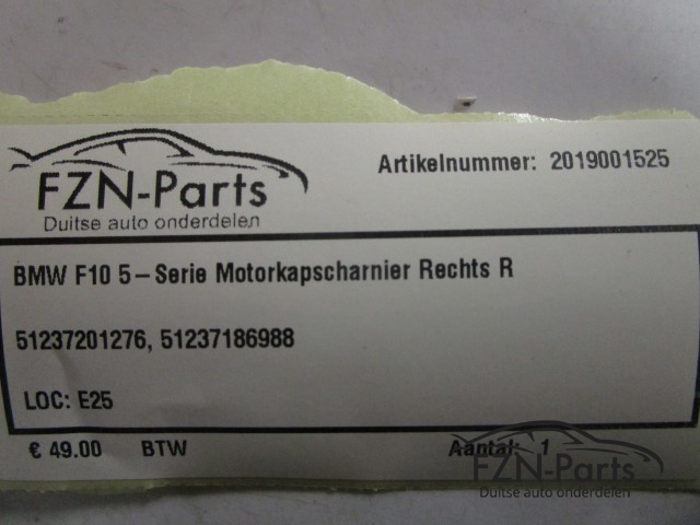 BMW F10 5-Serie Motorkapscharnier Rechts R