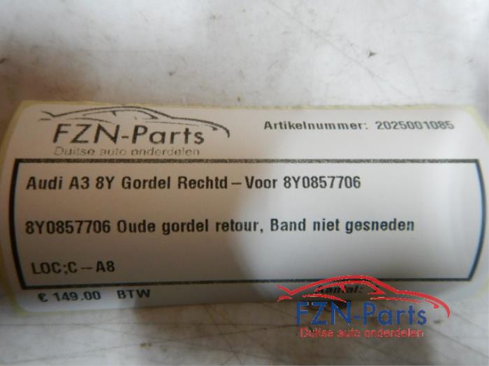Audi A3 8Y Gordel Rechts-voor 8Y0857706