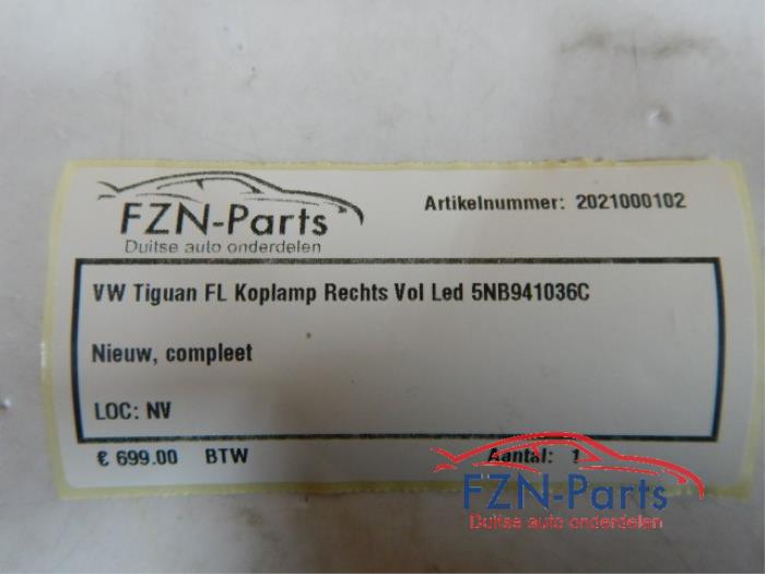 VW Tiguan Facelift Koplamp Rechts VOLLED