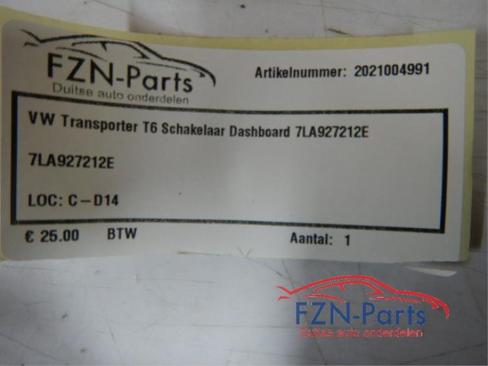 VW transporter T6.1 schakelaar dashboard