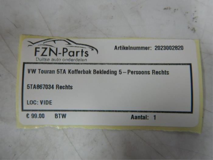 Bekleding bagageruimte Volkswagen Touran (22745019)