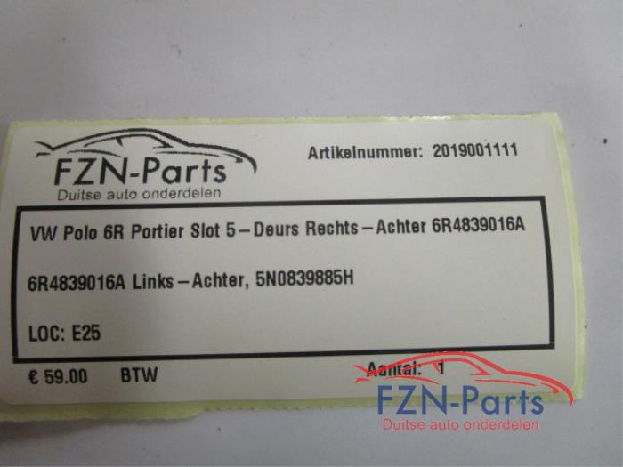 Deurslot Mechaniek 4Deurs rechts-achter Volkswagen Polo (22743737)