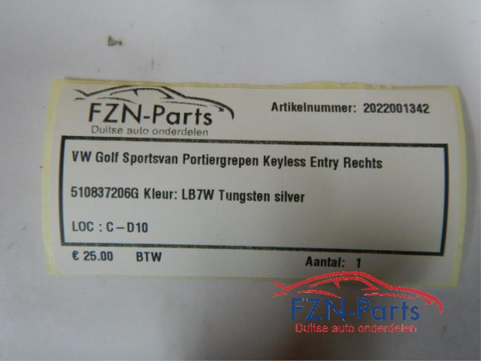 VW Golf Sportsvan Portiergrepen Keyless Entry Rechts
