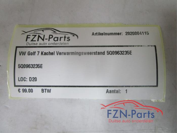 VW Golf 7 Kachel Verwarmingsweerstand