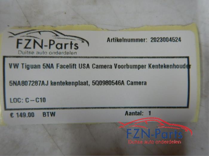 VW Tiguan 5NA Facelift USA Camera Voorbumper Kentekenhouder