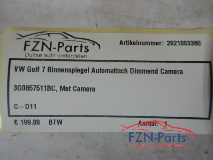 VW Golf 7 Binnenspiegel Automatisch Dimmend Camera