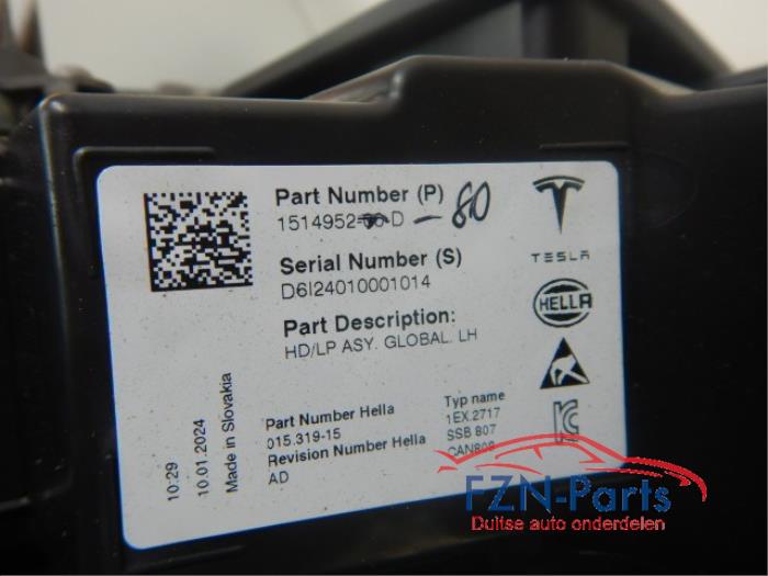 Tesla Model 3/Y Koplamp Links Volled