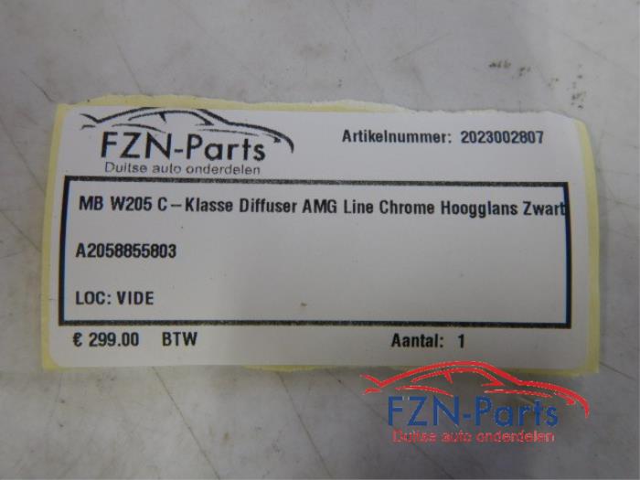 Mercedes-Benz W205 C-Klasse Diffuser AMG-Line Chrome Hoogglans Zwart