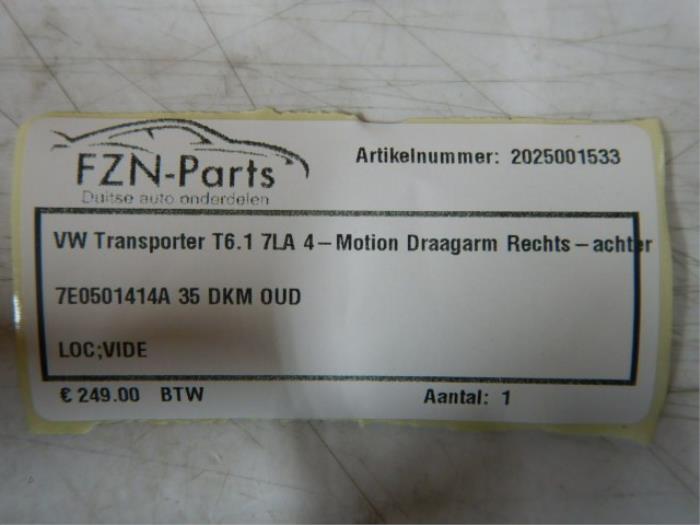 VW Transporter T6.1 7LA 4-Motion Draagarm Rechts-achter
