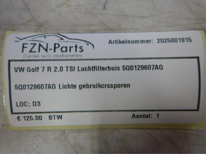 VW Golf 7 R 2.0 TSI Luchtfilterhuis