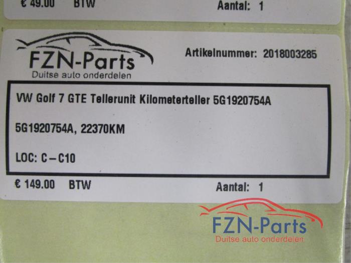 VW Golf 7 GTE Tellerunit Kilometerteller